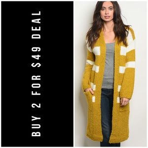 ❄️WOOL BLEND MUSTARD STRIPED CARDIGAN
